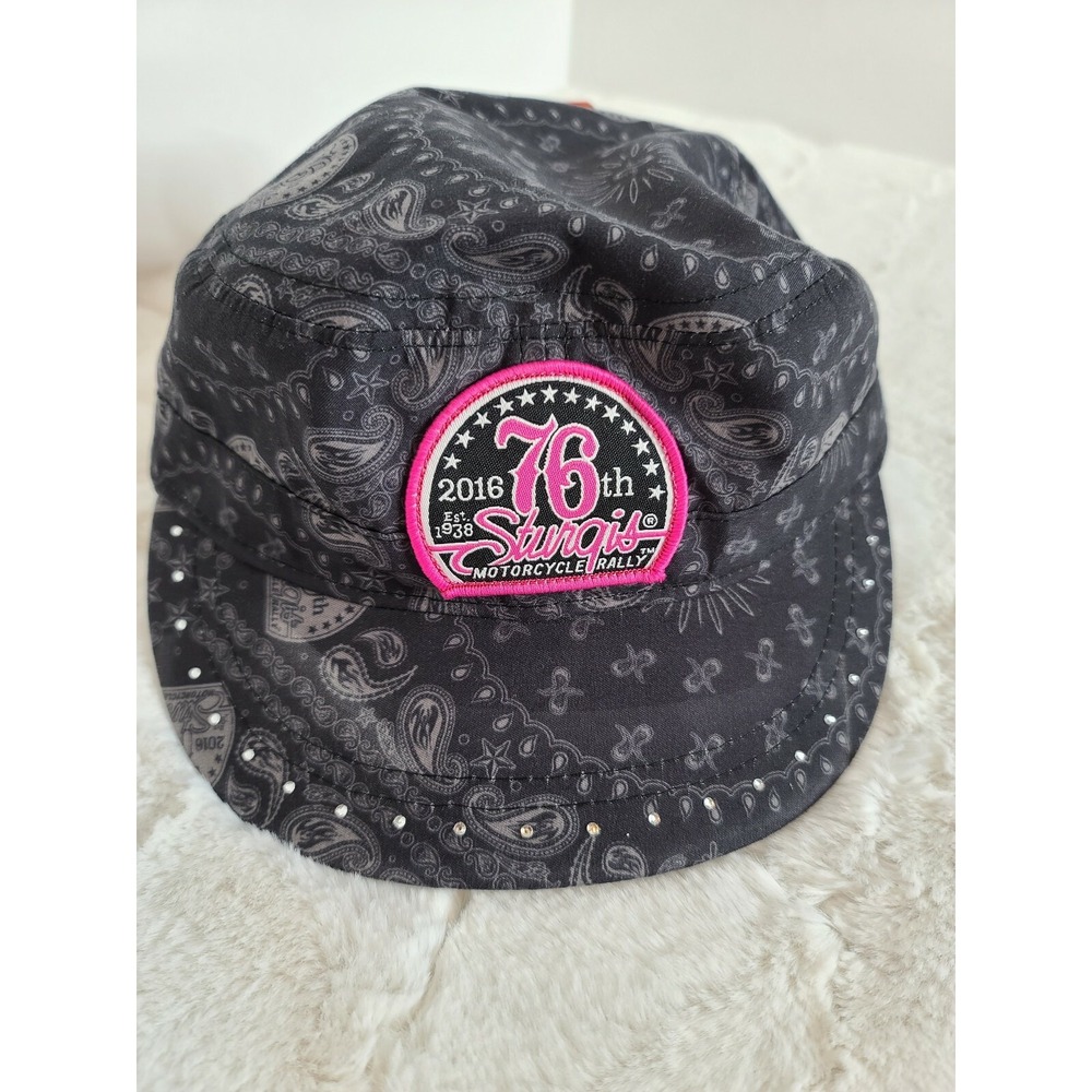 Hot Leathers Sturgis Rally 2016 Black Pink Paisley Cadet Hat 76th Anniversary